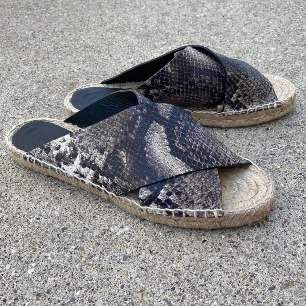 Vince Snakeskin Print Leather Espadrille Sandals Sz 6